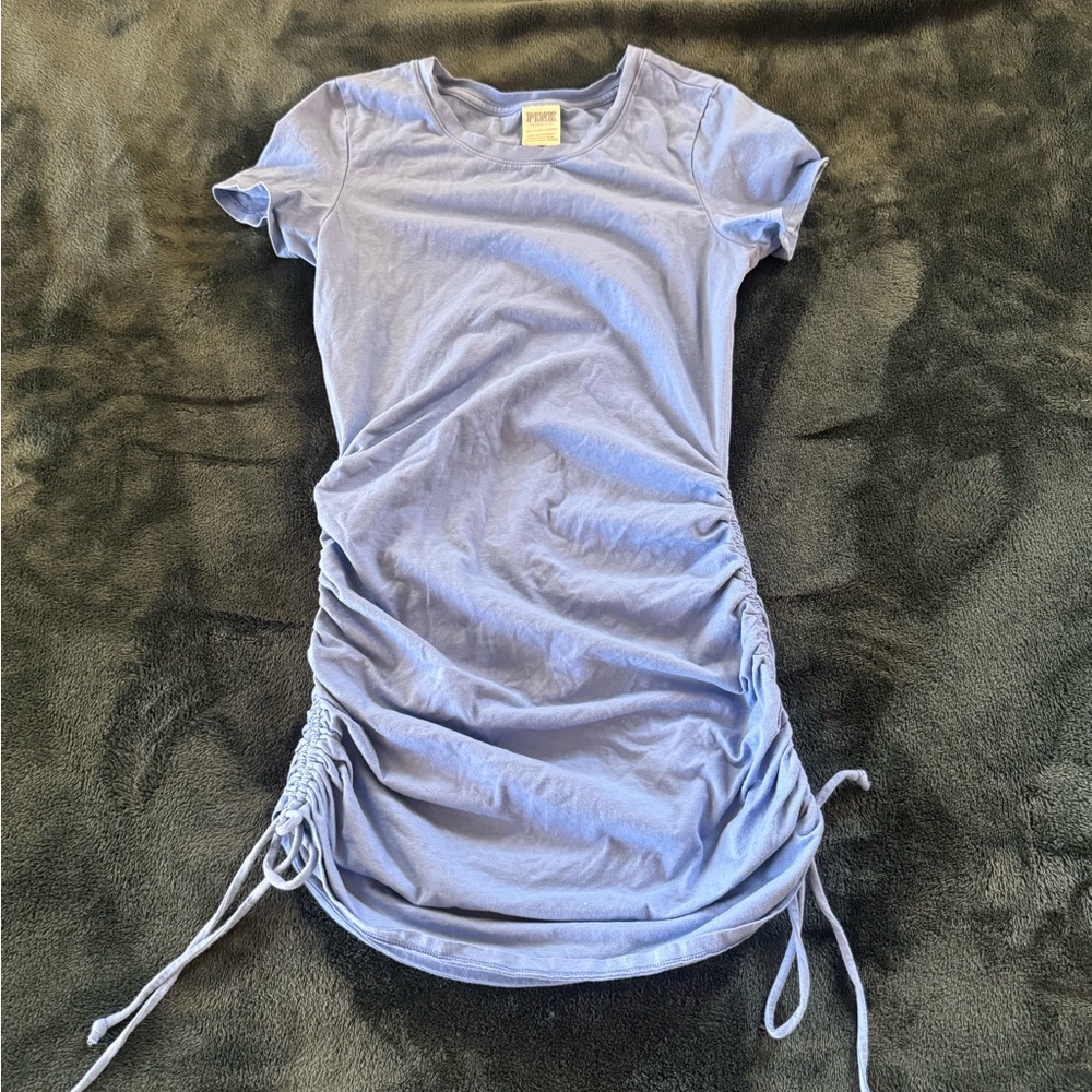 PINK Victoria's Secret Blue Ruched Tie Front T-Shirt